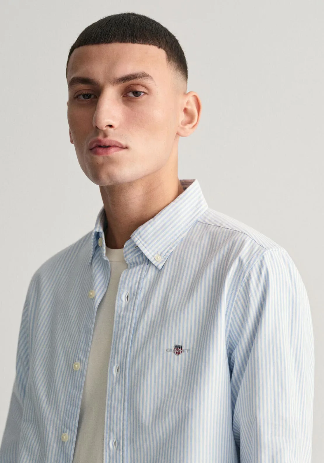Gant Oxford Banker Stripe Shirt, Light Blue