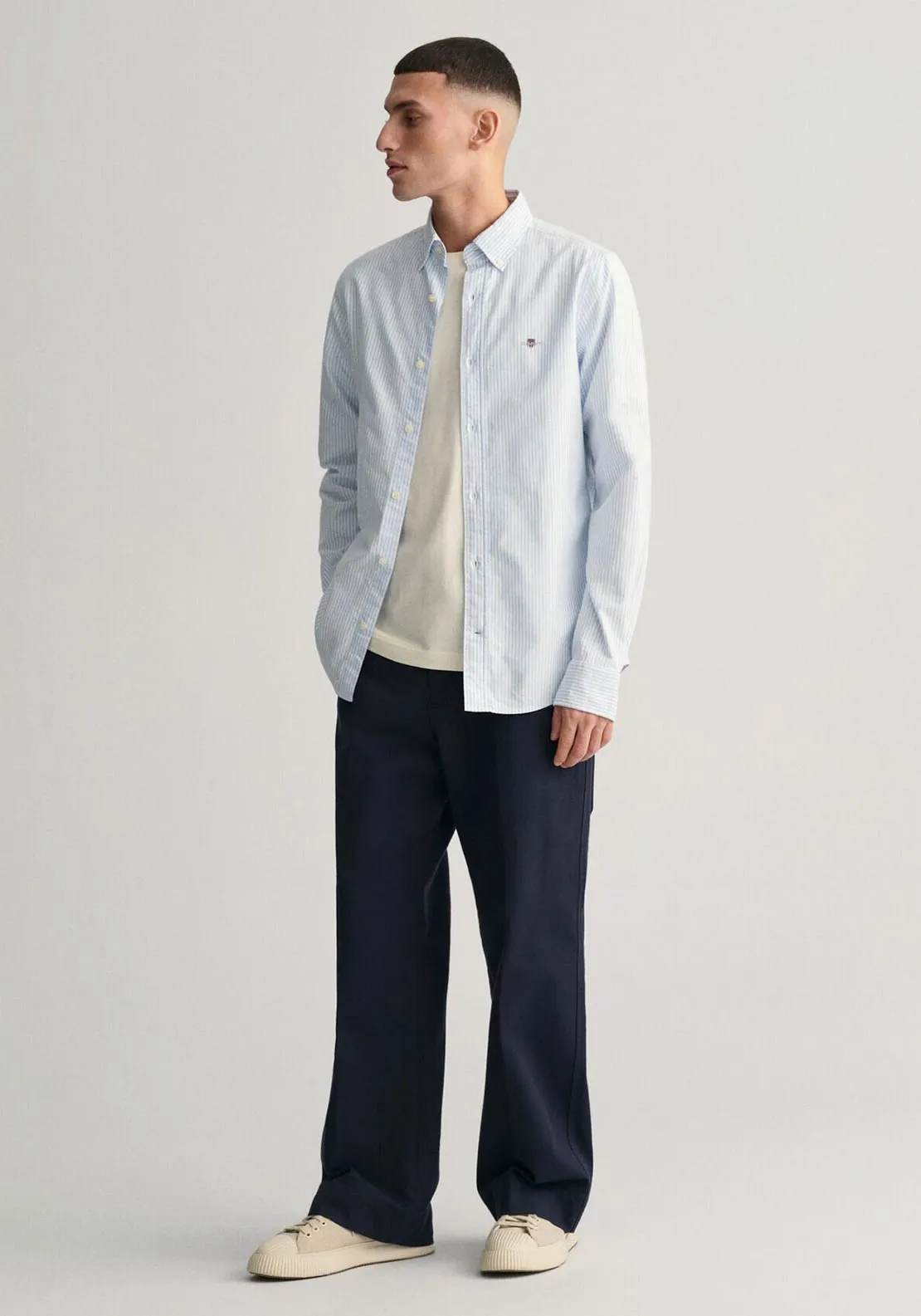 Gant Oxford Banker Stripe Shirt, Light Blue