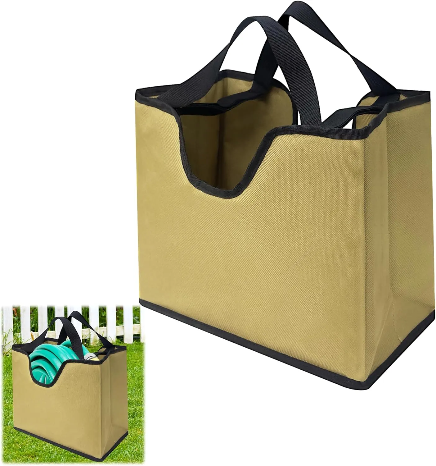 Garden Hose Storage Bag, Portable Expandable Hose Holder for 25-50ft Tube, Lightweight Garden Hose Bag with Drain Hole & Handle for Protect and Organize