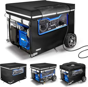 Generator Covers While Running. Generator Cover Measures 32''Lx24''Wx24''H. Double-layer Fabric. Side Access to Control Panel and Top Access to Add Fuel. Fits Most 5,000-15000 Watt Generators, Black.