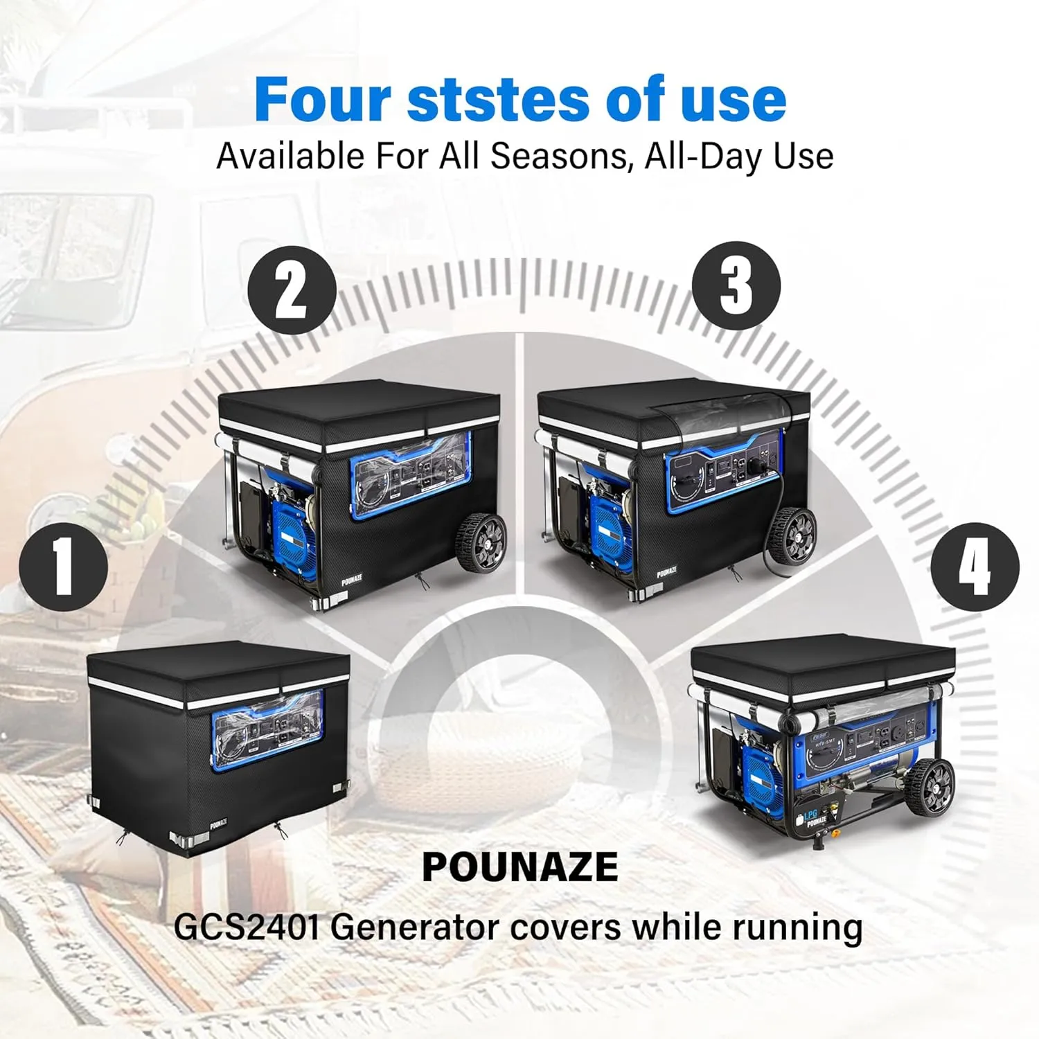 Generator Covers While Running. Generator Cover Measures 32''Lx24''Wx24''H. Double-layer Fabric. Side Access to Control Panel and Top Access to Add Fuel. Fits Most 5,000-15000 Watt Generators, Black.