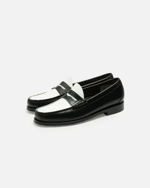 G.H. Bass WEEJUN HERITAGE Larson Moc Penny Loafer Black & White Leather