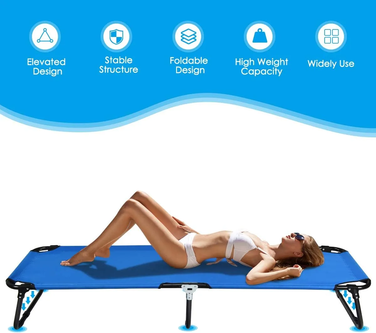 Giantex Folding Camping Cot for Adults, Portable Sleeping Cot Bed Heavy Duty Frame, Easy Set Up, Light Weight Camping Bed for Camp Office Sleepover
