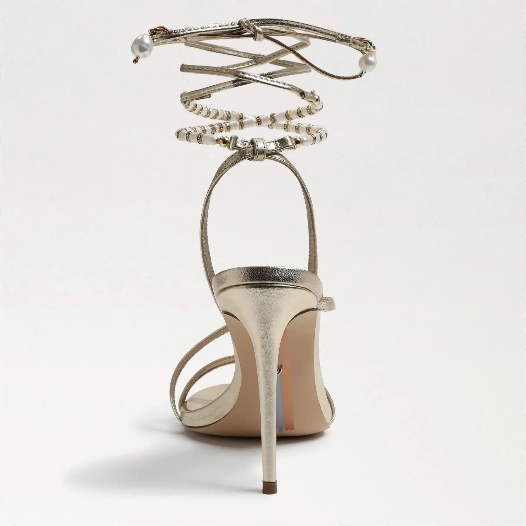 Gold Leather Scarlette Up Edelman Heeled Stiletto Augmented reality Tie Sam Act quickly Sandals Ankle