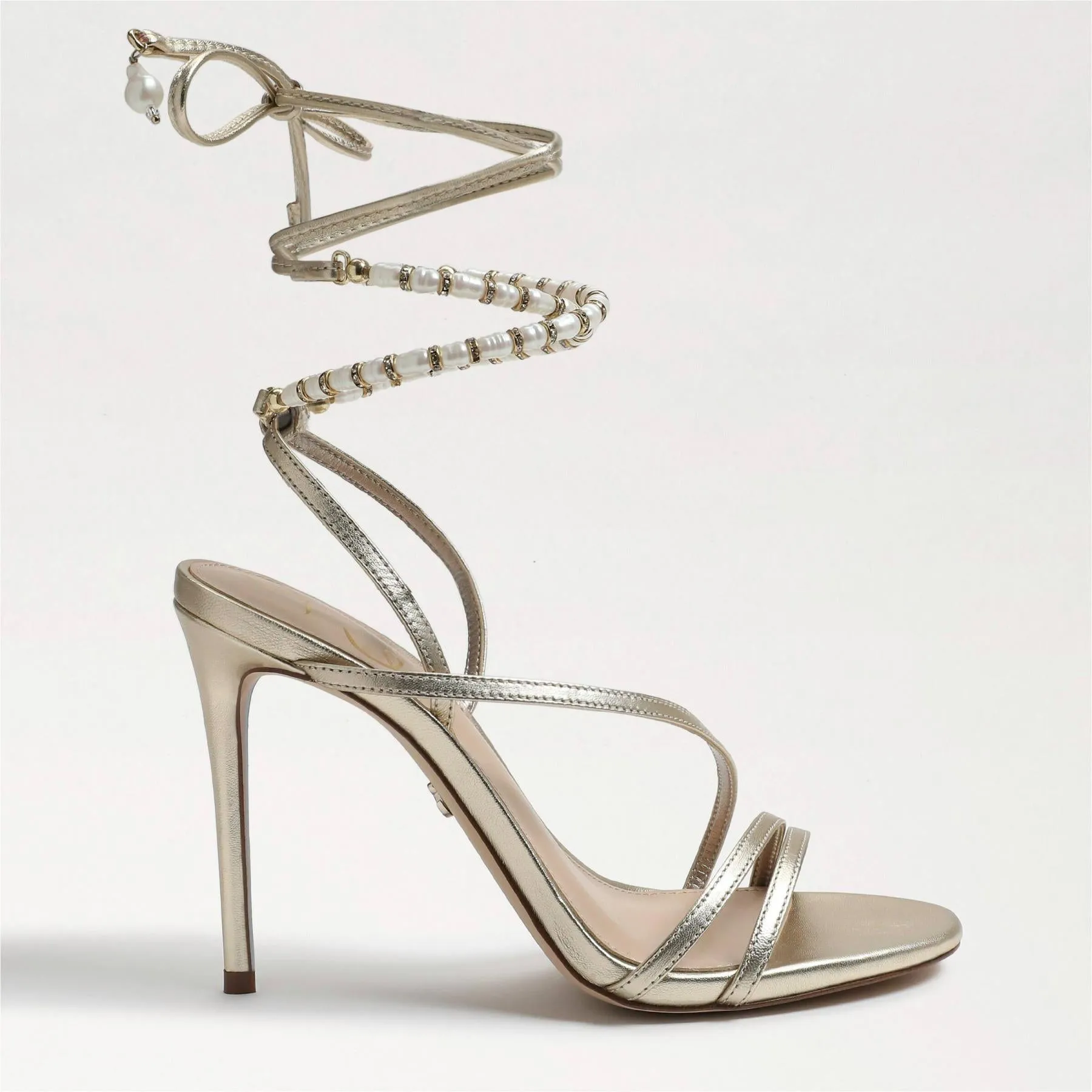 Gold Leather Scarlette Up Edelman Heeled Stiletto Augmented reality Tie Sam Act quickly Sandals Ankle