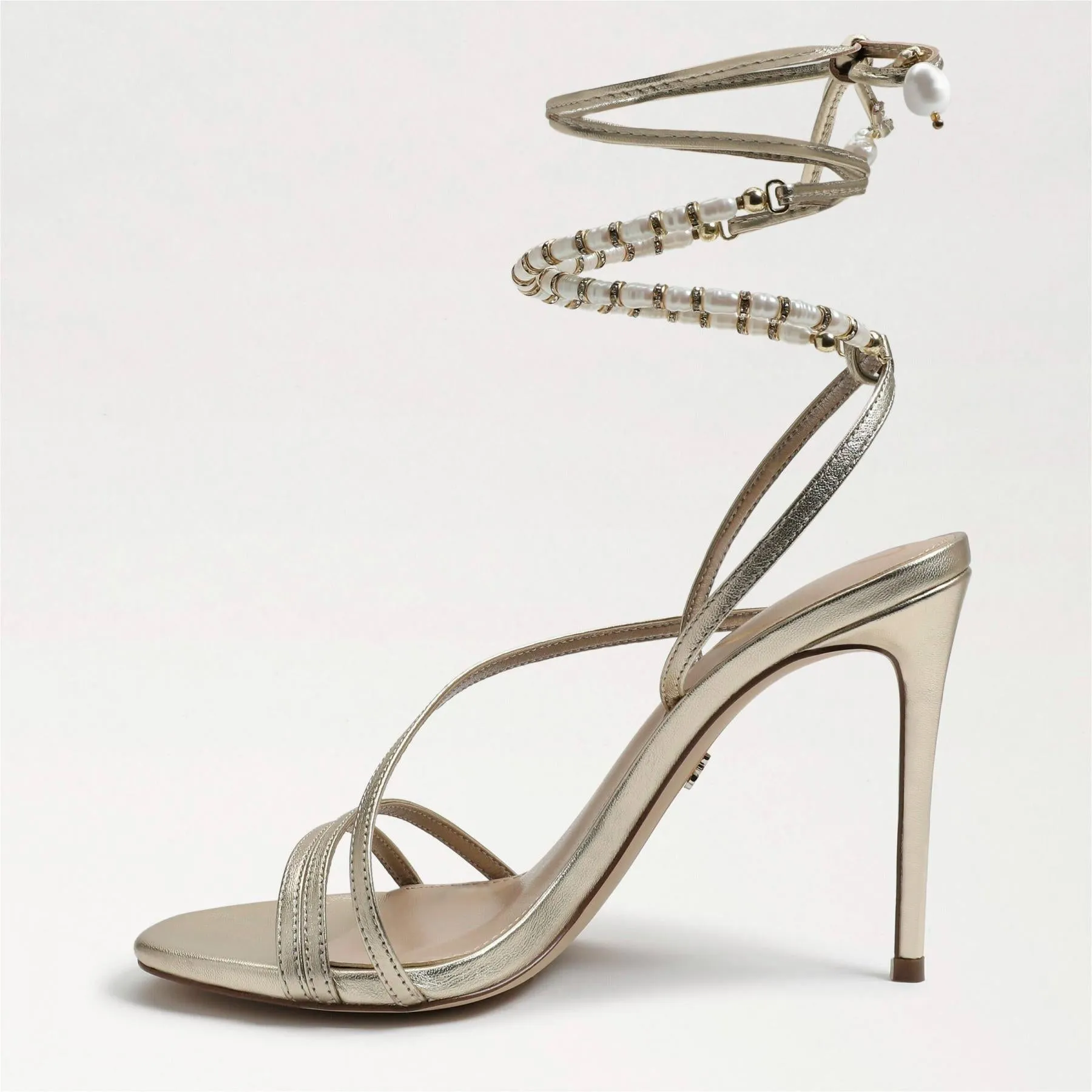 Gold Leather Scarlette Up Edelman Heeled Stiletto Augmented reality Tie Sam Act quickly Sandals Ankle