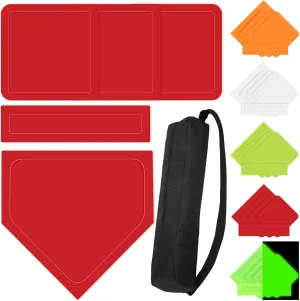 Hiboom 5 Pcs Baseball & Softball Base Set with Portable Carrying Bag 3 Throw Down Bases 1 Homeplate 1 Pitching Rubber for Kickball Softball Backyard Playground Practice Kids Adults