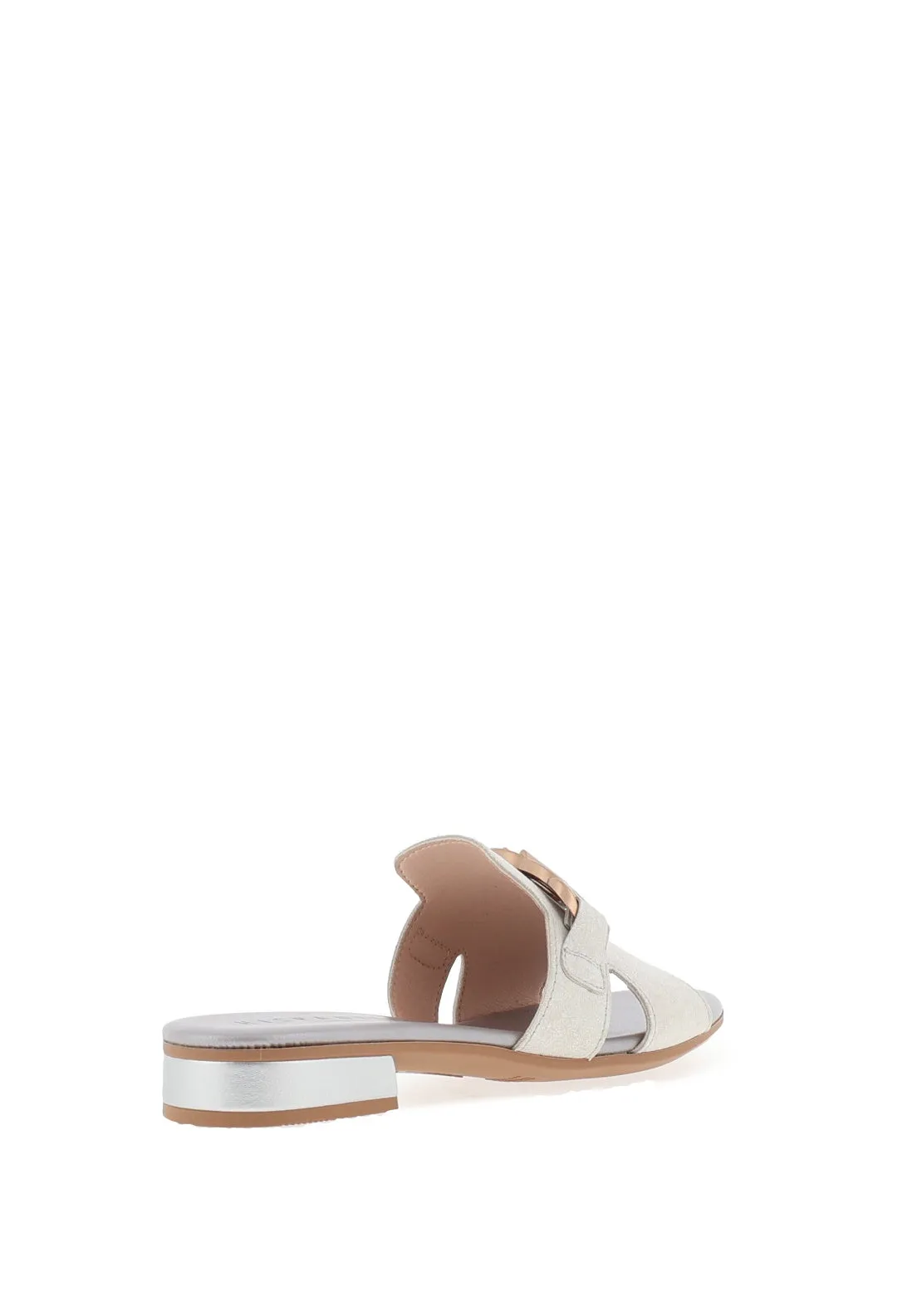 Hispanitas Lena Leather Glitter Mule Sandals, Silver