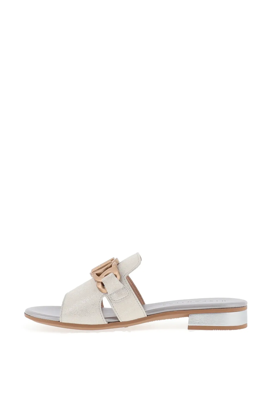 Hispanitas Lena Leather Glitter Mule Sandals, Silver