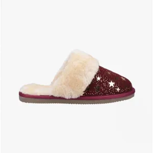 Hush Puppies ARIANNA STAR Womens Suede Mule Slippers Burgundy