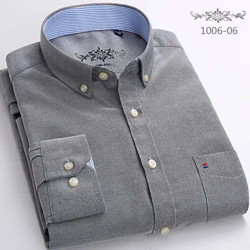 INSTOCK-Men’s Long-Sleeved Striped Plaid Oxford Shirt – Casual