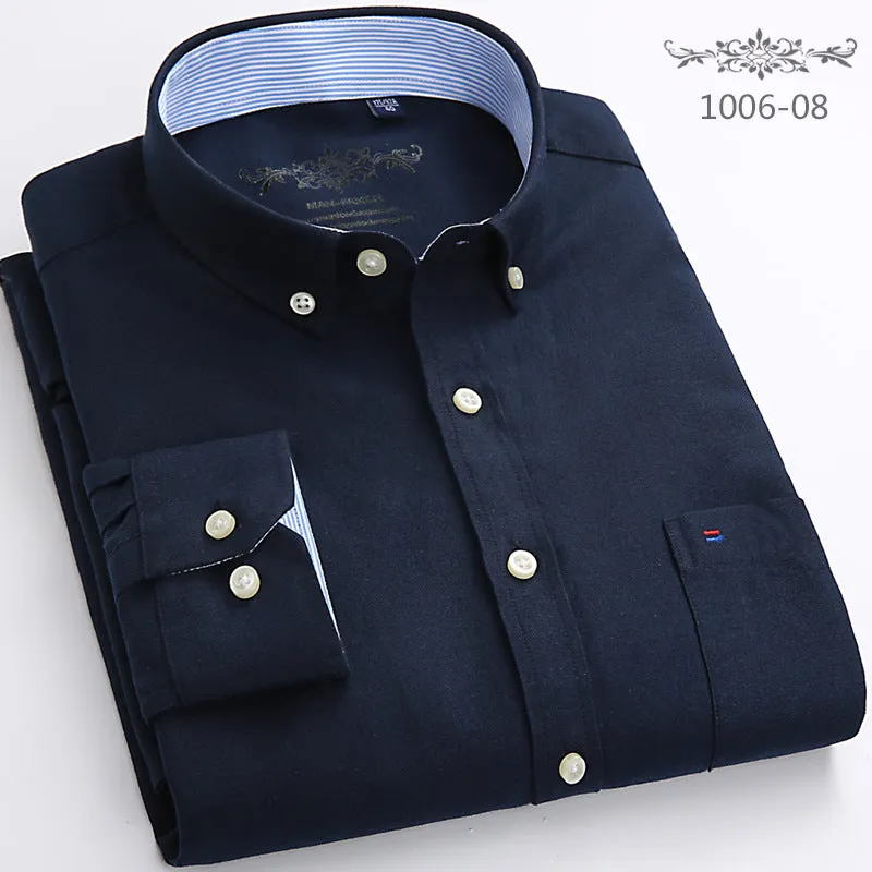 INSTOCK-Men’s Long-Sleeved Striped Plaid Oxford Shirt – Casual