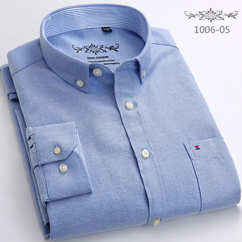 INSTOCK-Men’s Long-Sleeved Striped Plaid Oxford Shirt – Casual