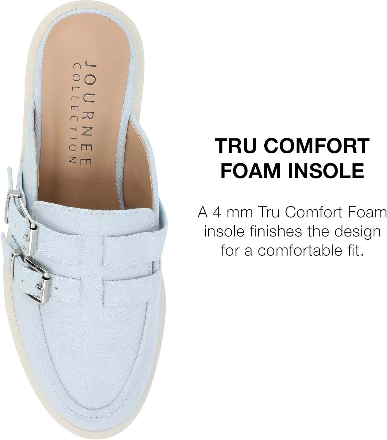 Journee Womens Light Weight Platform Mule Slip On Almond Toe Block Heel Buckle Brydie Comfort Foam Pumps