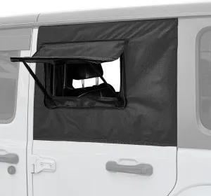 JOYTUTUS Rear Wrangler Side Window Sun Shade Rain Cover Camping Window Insect Mesh Screens Compatible with 2007-2024 Wrangler JK JL 4 Doors Gladiator JT, Car Window Covers for Privacy Blackout 2 Pcs
