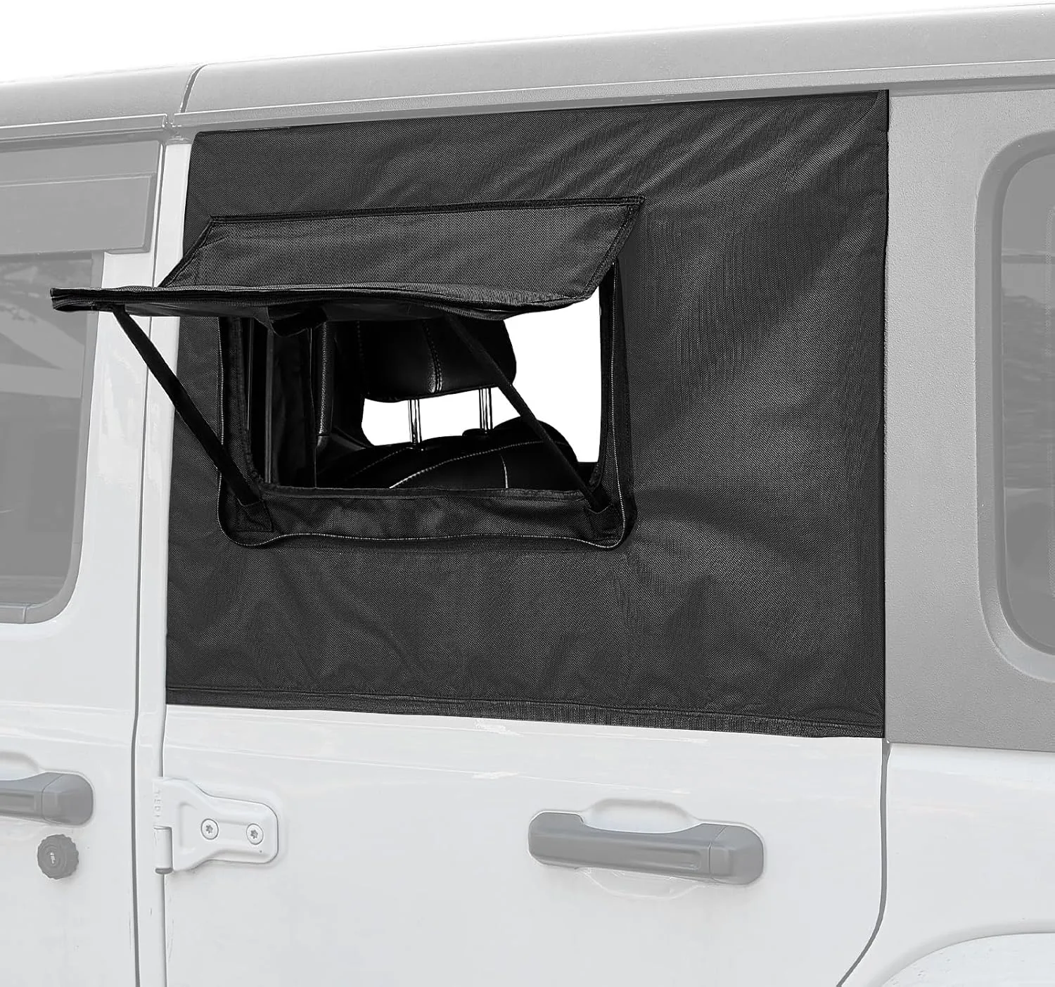 JOYTUTUS Rear Wrangler Side Window Sun Shade Rain Cover Camping Window Insect Mesh Screens Compatible with 2007-2024 Wrangler JK JL 4 Doors Gladiator JT, Car Window Covers for Privacy Blackout 2 Pcs