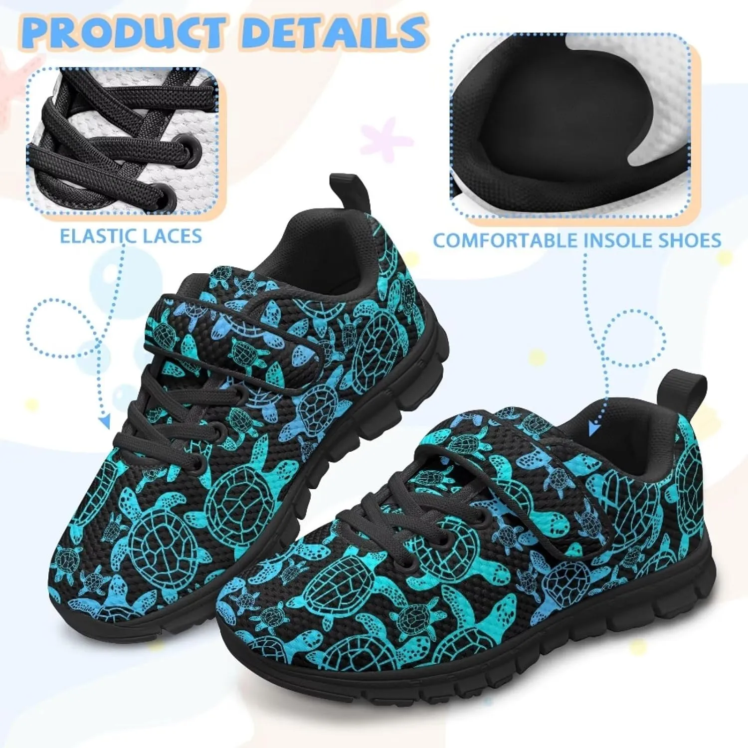 Kids Lightweight Strap Athletic Tennis Shoes Animal Sneakers Breathable Sports Running Walking Shoes for Boys Girls US 11-15