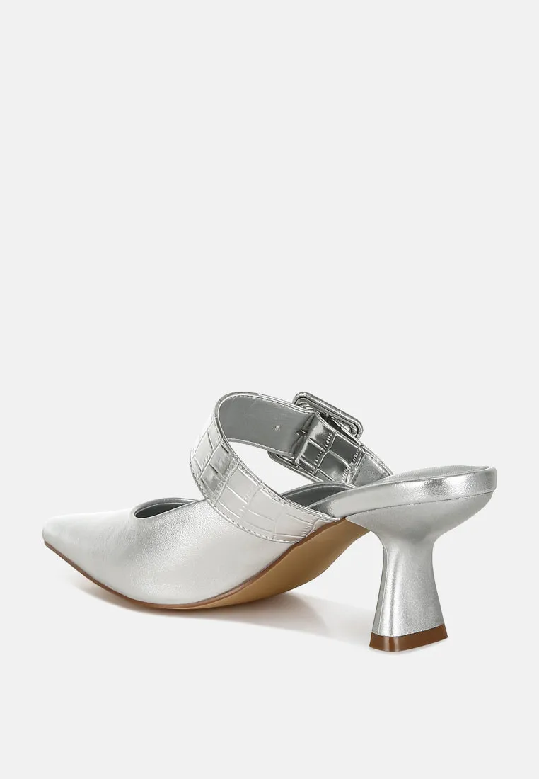 Large Buckle Kitten Heel Mules By RAG