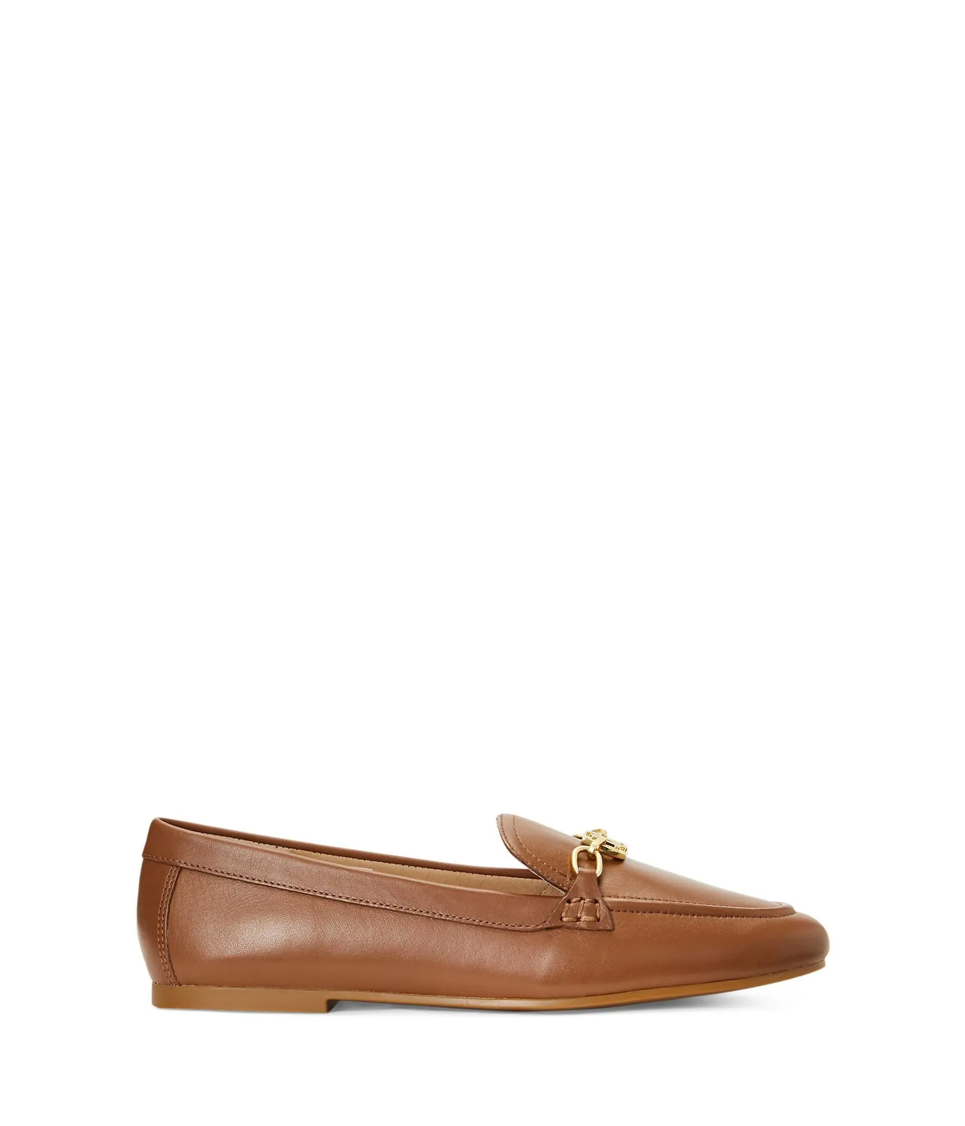 Lauren Ralph Lauren Womens Averi Nappa Leather Loafer Deep Saddle Tan 7 B - Medium