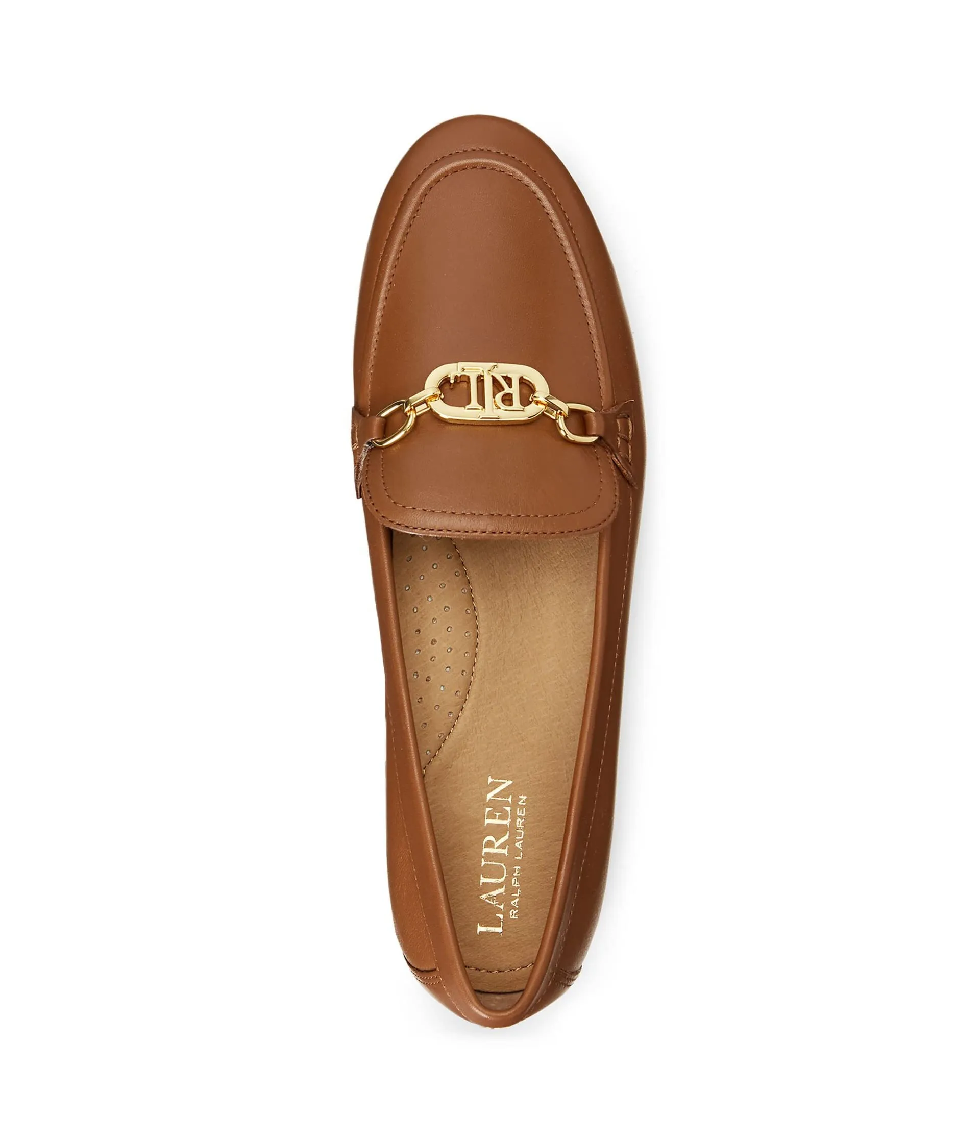 Lauren Ralph Lauren Womens Averi Nappa Leather Loafer Deep Saddle Tan 7 B - Medium