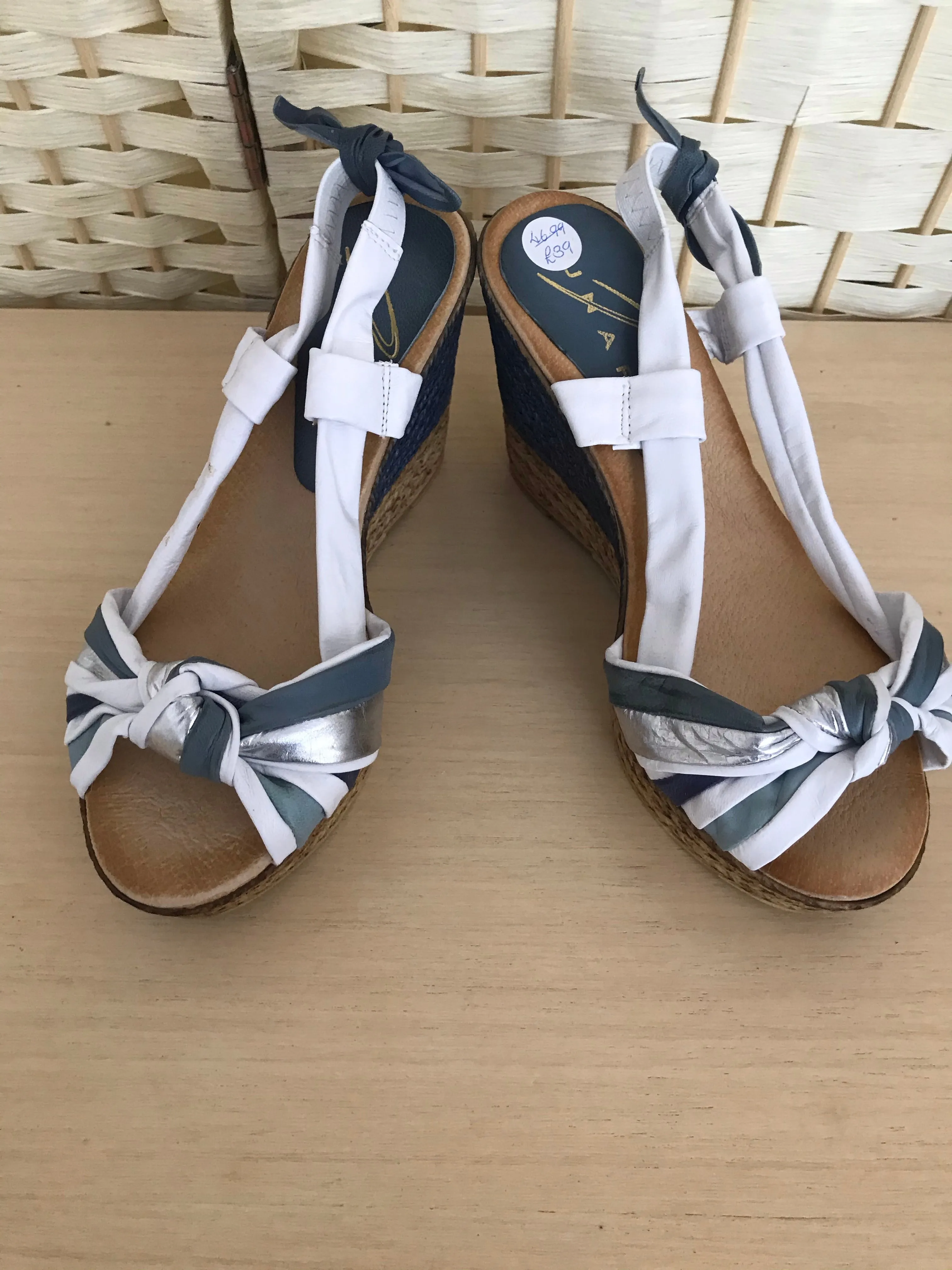 Leather High Wedge Sandal in Various Sizes  - REDUCED
