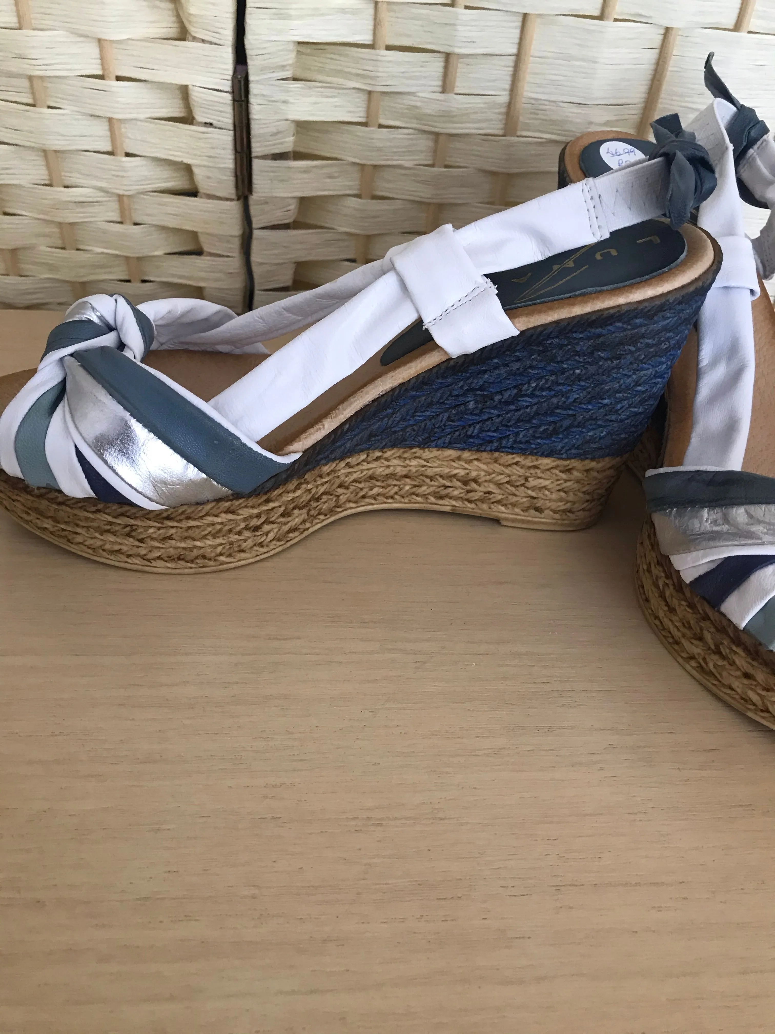 Leather High Wedge Sandal in Various Sizes  - REDUCED
