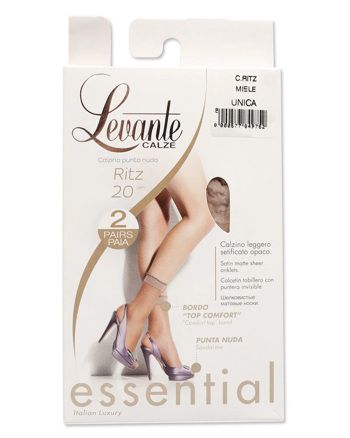 Levante Ritz Women's Satin Sheer Anklet Two-Pack