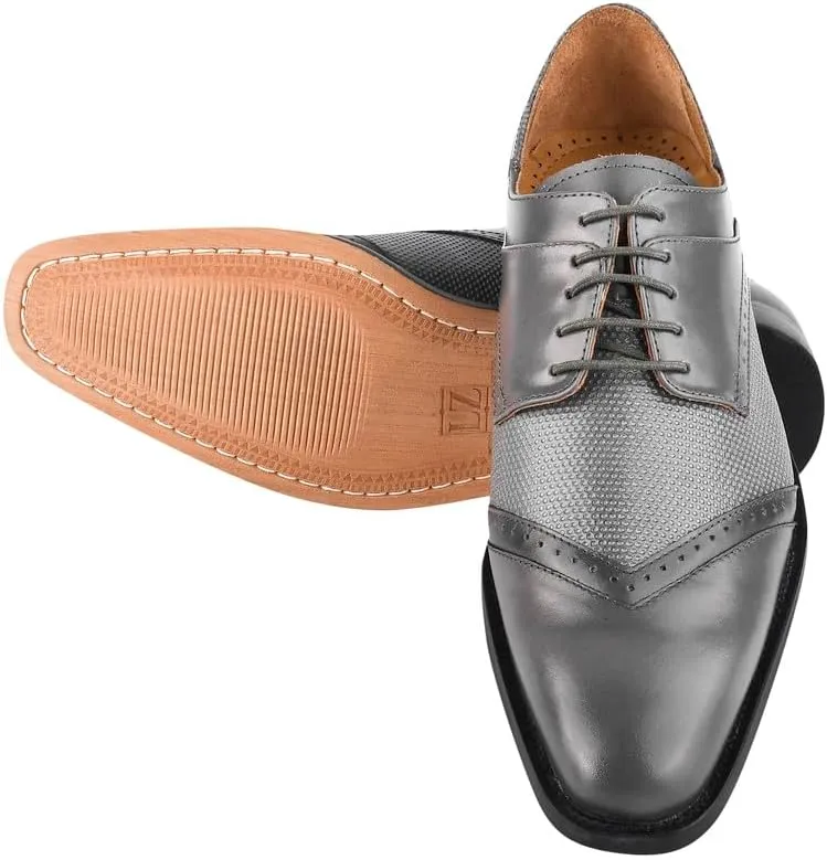 LIBERTYZENO Mens Tread Design Genuine Leather Lace Up Oxford Dress Shoes