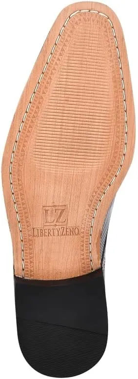 LIBERTYZENO Mens Tread Design Genuine Leather Lace Up Oxford Dress Shoes