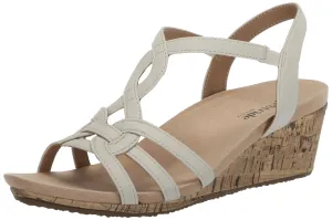 LifeStride Womens Monaco 2 Strappy Cork Wedge Sandals Bone 6 W