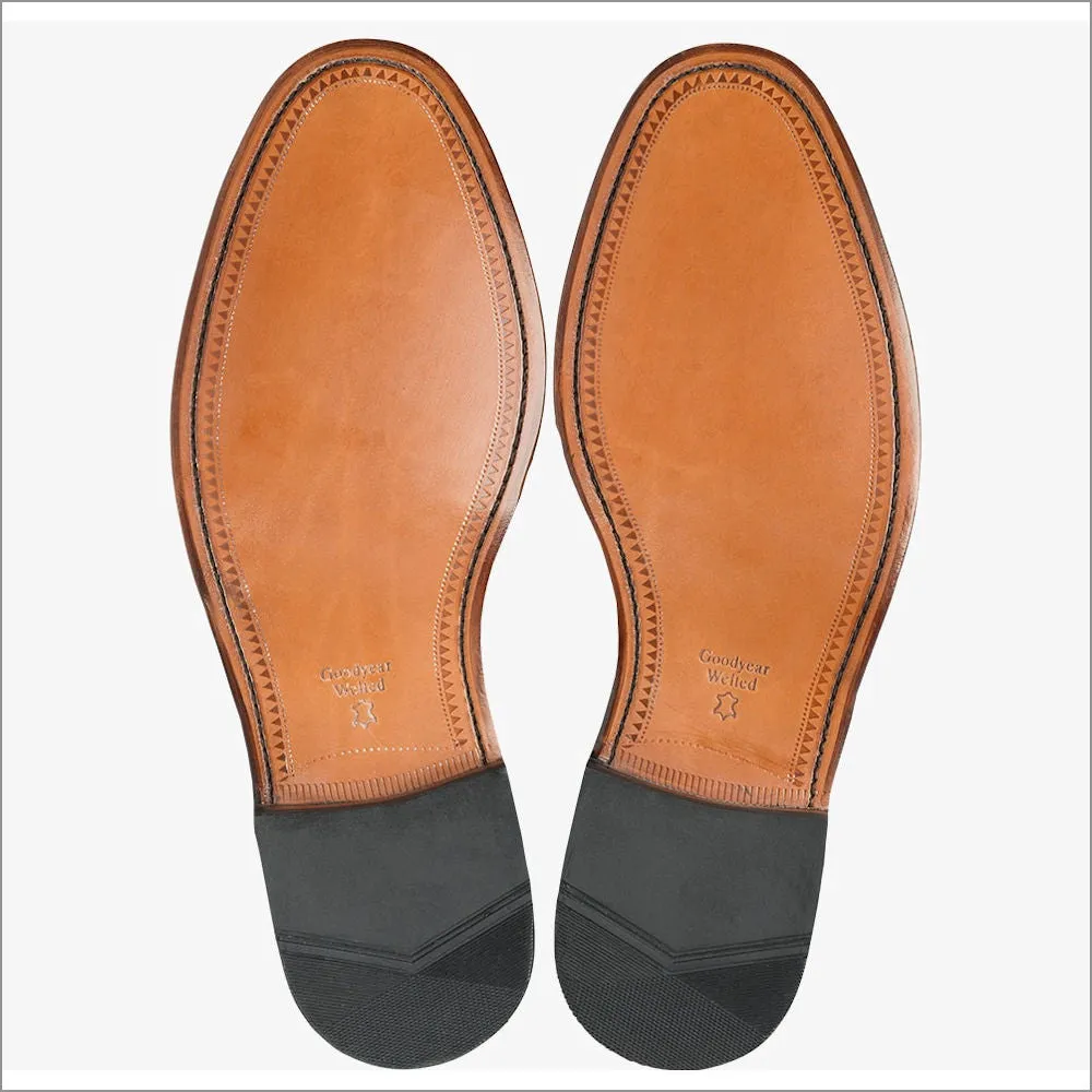Loake Sharp Dark Brown Leather Toe Cap@