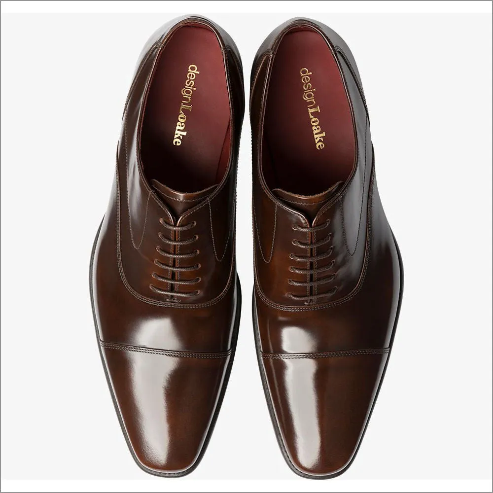 Loake Sharp Dark Brown Leather Toe Cap@