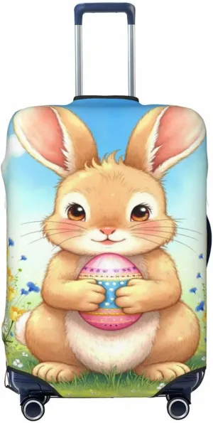 Luggage Cover For Travel The Spring Adventure Of Rabbits And Eggs– Scratch-Resistant Business Trips 20-28 Inch.