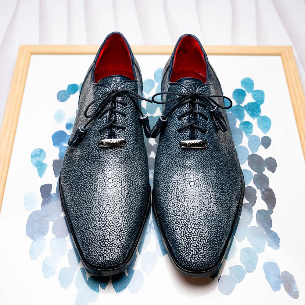 Marco Di Milano Pannuci in Navy Stingray Oxford Dress Shoes