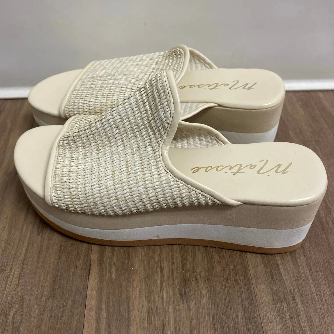 Matisse Tan Rafia Karma Platform Sandal Sz 7