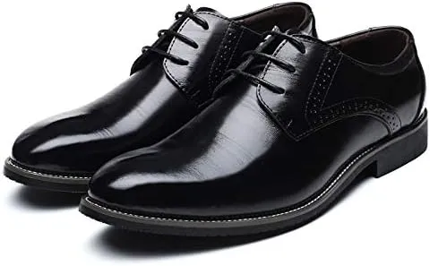 Men's Classic Oxford Dress Shoes, Lace-up Derby, Leather, Business Formal