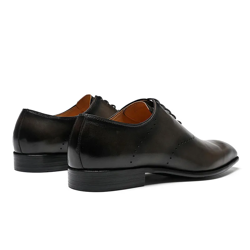 Men's Classic Oxford Shoes - Polished Leather & Precision Perforations