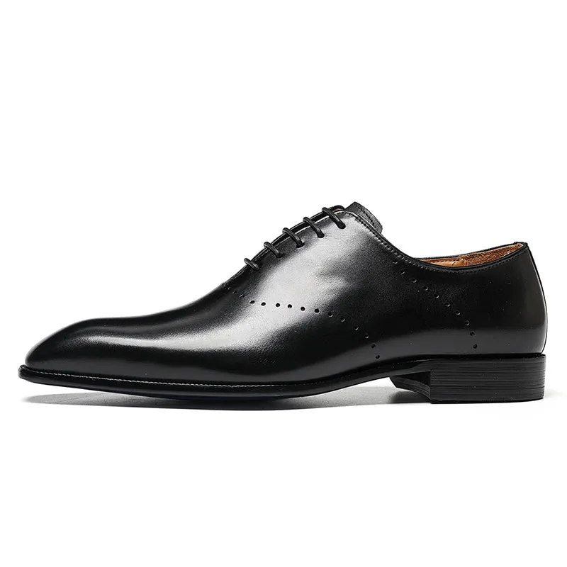 Men's Classic Oxford Shoes - Polished Leather & Precision Perforations