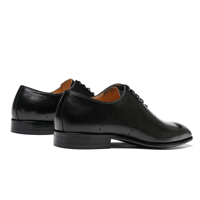 Men's Classic Oxford Shoes - Polished Leather & Precision Perforations