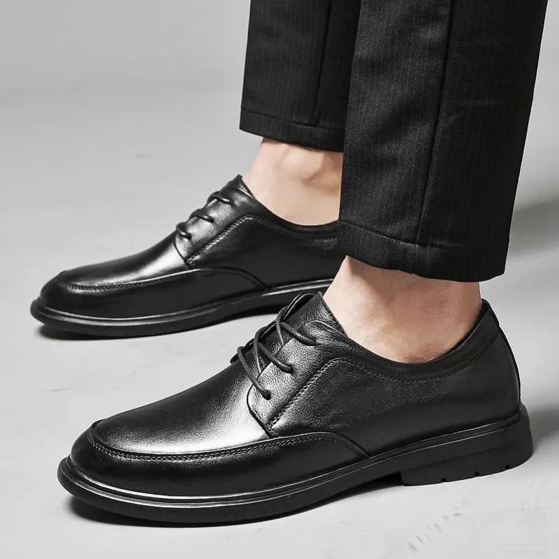 Men's Fashion Oxfords Shoes Hand Stitched Business Formal Derby Shoes Classic Lace Up Low Top Leather Dress Shoes for Men