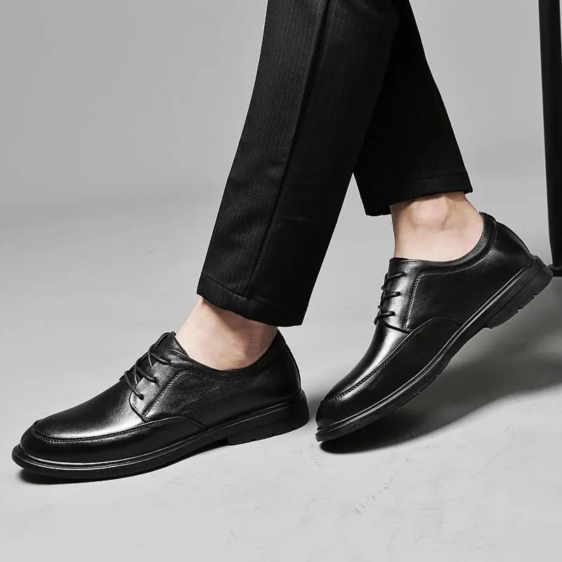 Men's Fashion Oxfords Shoes Hand Stitched Business Formal Derby Shoes Classic Lace Up Low Top Leather Dress Shoes for Men