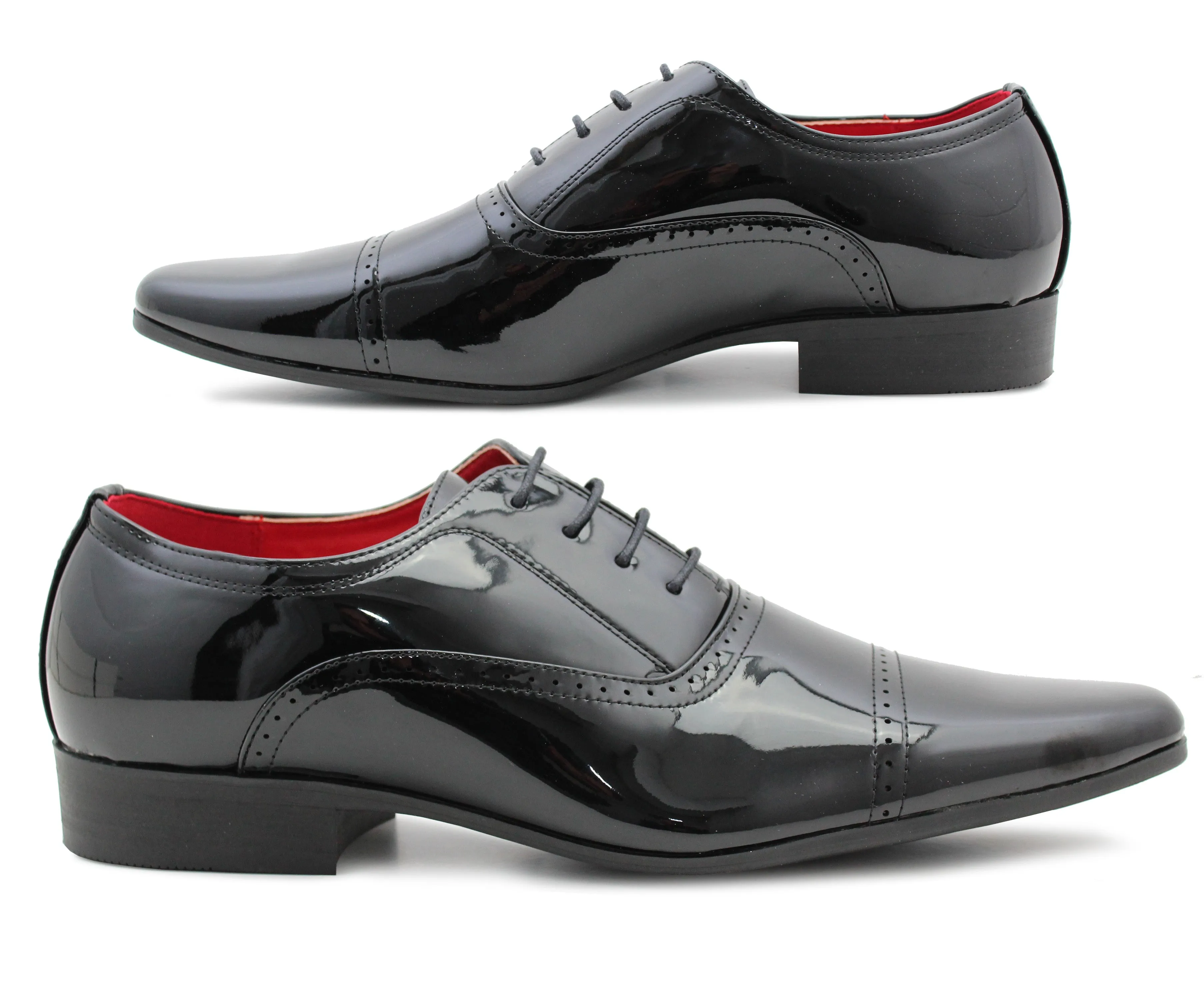 Mens Formal Oxford Shoes Black Patent Lace Up Cap Pointed Toe Shiny Derby Shoe Business Smart Evening Dress Shoes (Copy)