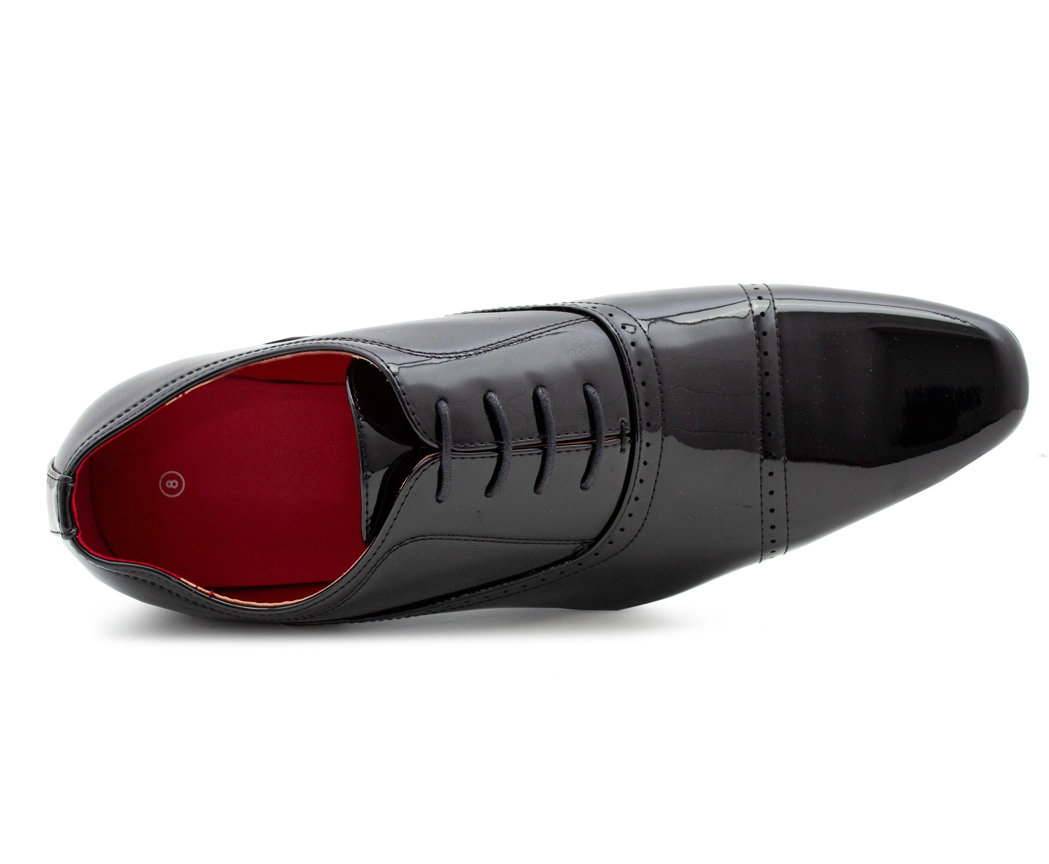 Mens Formal Oxford Shoes Black Patent Lace Up Cap Pointed Toe Shiny Derby Shoe Business Smart Evening Dress Shoes (Copy)
