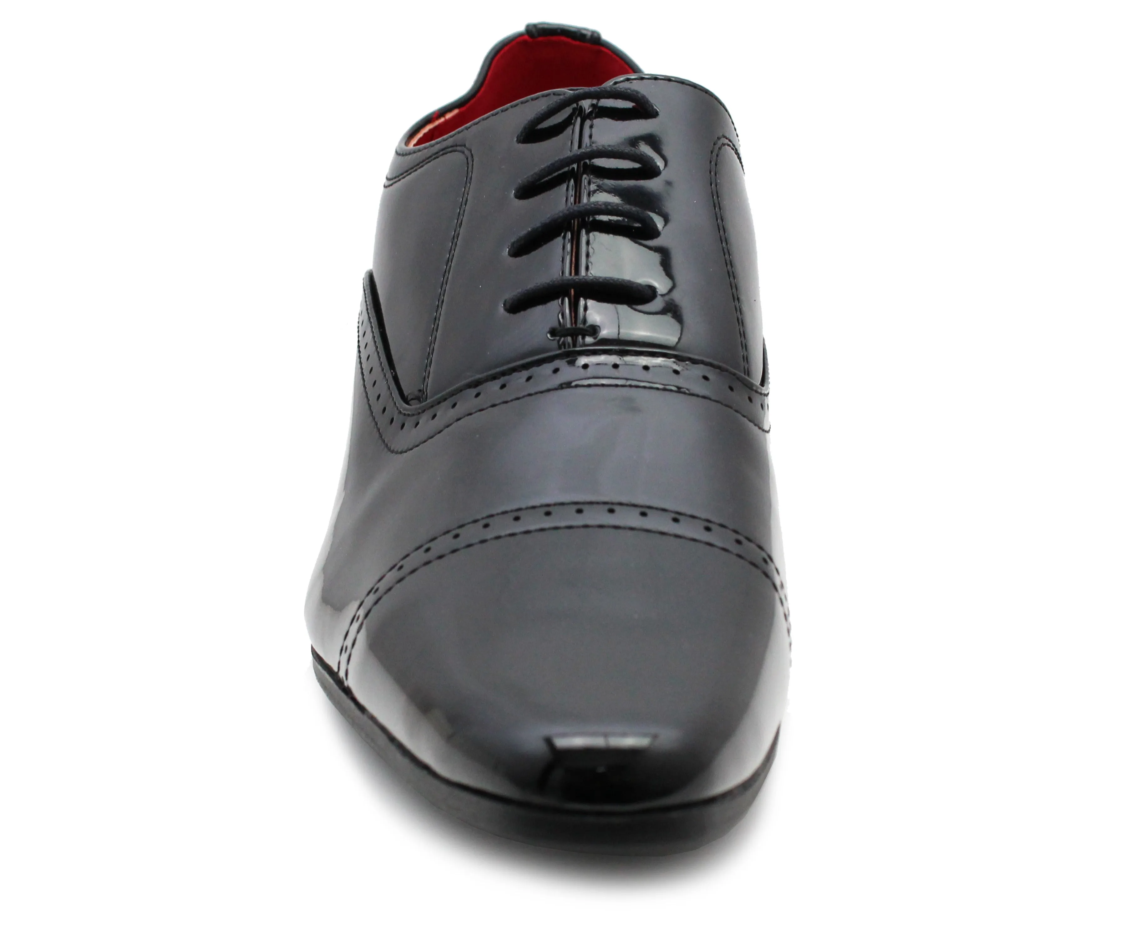 Mens Formal Oxford Shoes Black Patent Lace Up Cap Pointed Toe Shiny Derby Shoe Business Smart Evening Dress Shoes (Copy)