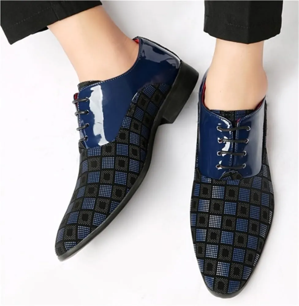 Men's Lace-Up Non-Slip Fashion Cap Toe Oxford Arch Support Formal Patent Shoes for Business Commuting Party Daily Activity