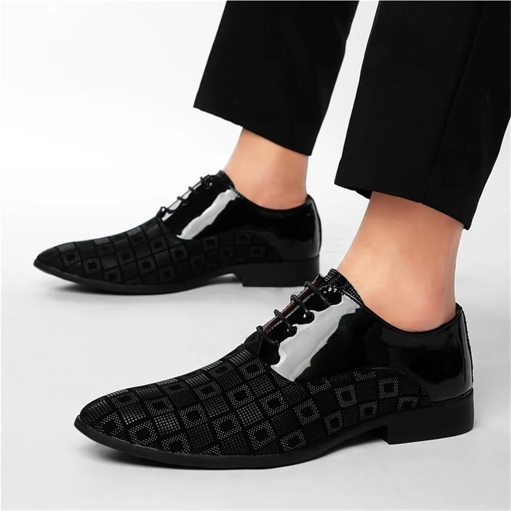 Men's Lace-Up Non-Slip Fashion Cap Toe Oxford Arch Support Formal Patent Shoes for Business Commuting Party Daily Activity
