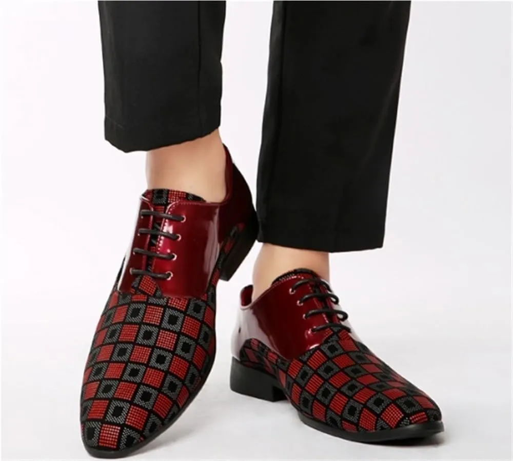 Men's Lace-Up Non-Slip Fashion Cap Toe Oxford Arch Support Formal Patent Shoes for Business Commuting Party Daily Activity