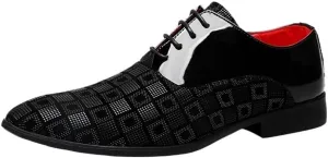 Men's Lace-Up Non-Slip Fashion Cap Toe Oxford Arch Support Formal Patent Shoes for Business Commuting Party Daily Activity