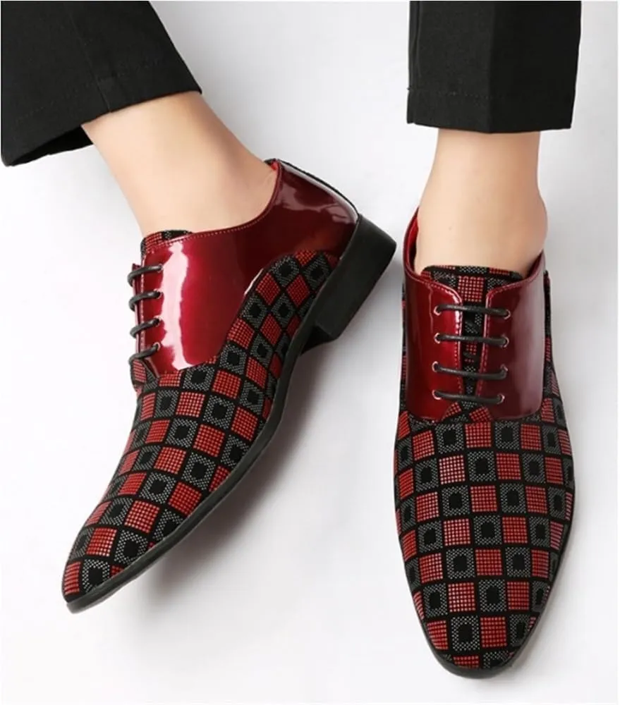 Men's Lace-Up Non-Slip Fashion Cap Toe Oxford Arch Support Formal Patent Shoes for Business Commuting Party Daily Activity