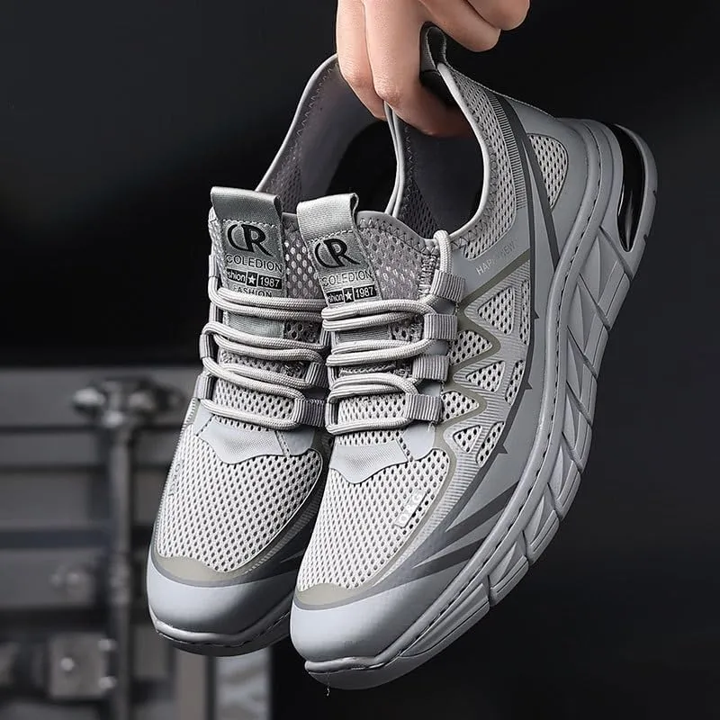 Men's Leather Breathable Sneakers Shoes Wedding Low Top Business Work Mesh Shoes